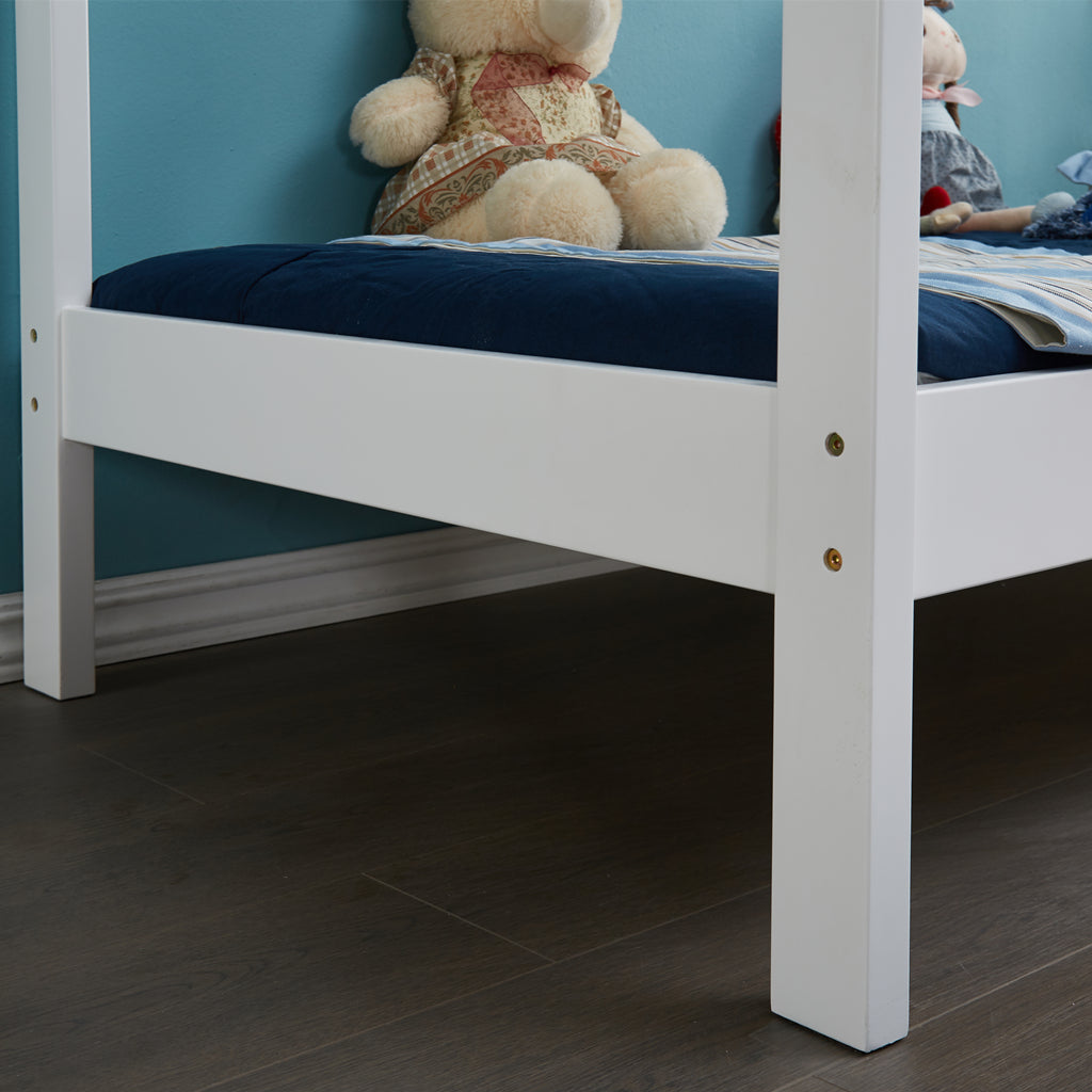 ALL 4 KIDS Layla White Wooden House Single Bed with Under Bed Storage