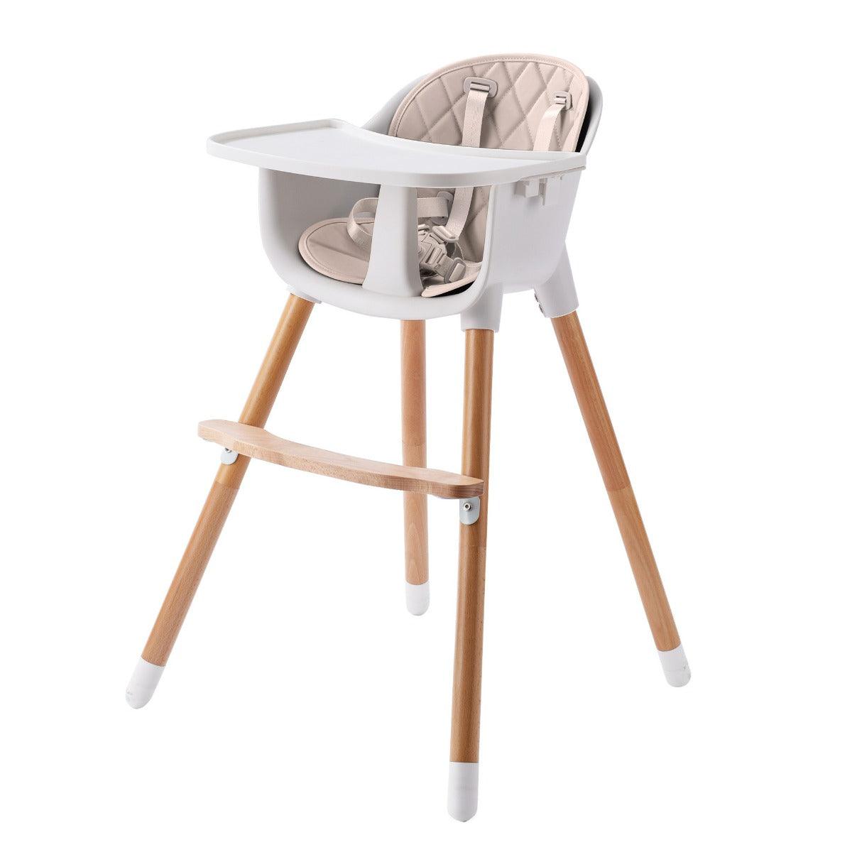 JOY  BABY Amelia 2-in-1 Timber Highchair - Beige