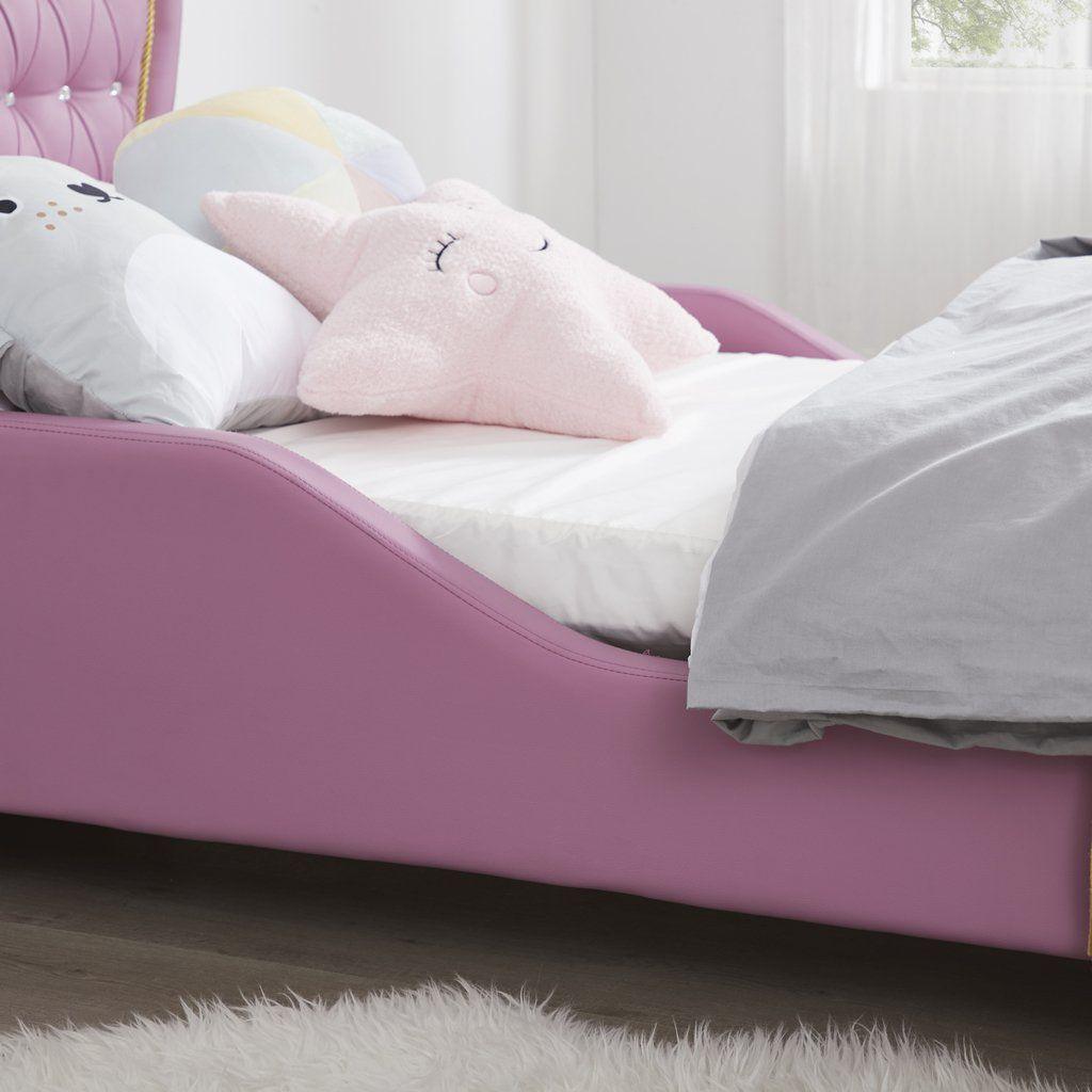 ALL 4 KIDS Brooklyn Heart PU Leather Single Upholstered Bed - Pink