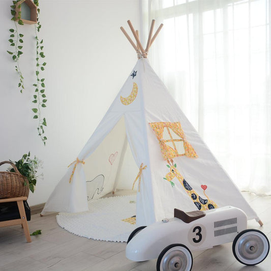 All 4 Kids Penelope Cotton Canvas Kids Elephant Pentagon Teepee Tent