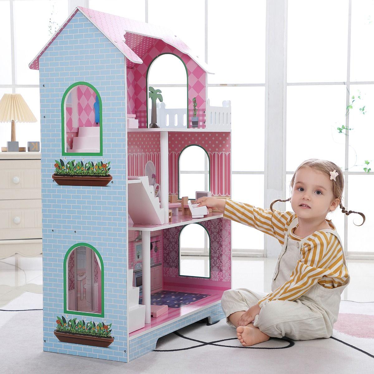 ALL 4 KIDS 3 Level Quinn Dollhouse with Furniture