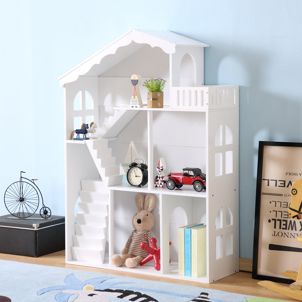 ALL 4 KIDS Ella White Dollhouse Bookcase Book Shelf Storage Unit