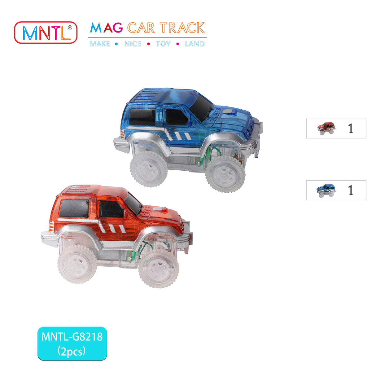 MNTL Classic Magnetic Track Car Set 101 Pcs
