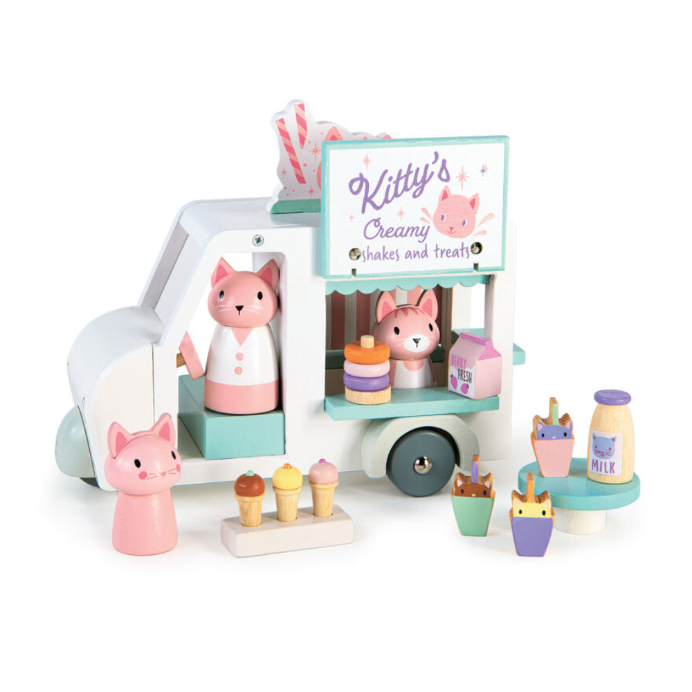 Tender Leaf Toys Wooden Kitty's Milkshake Van