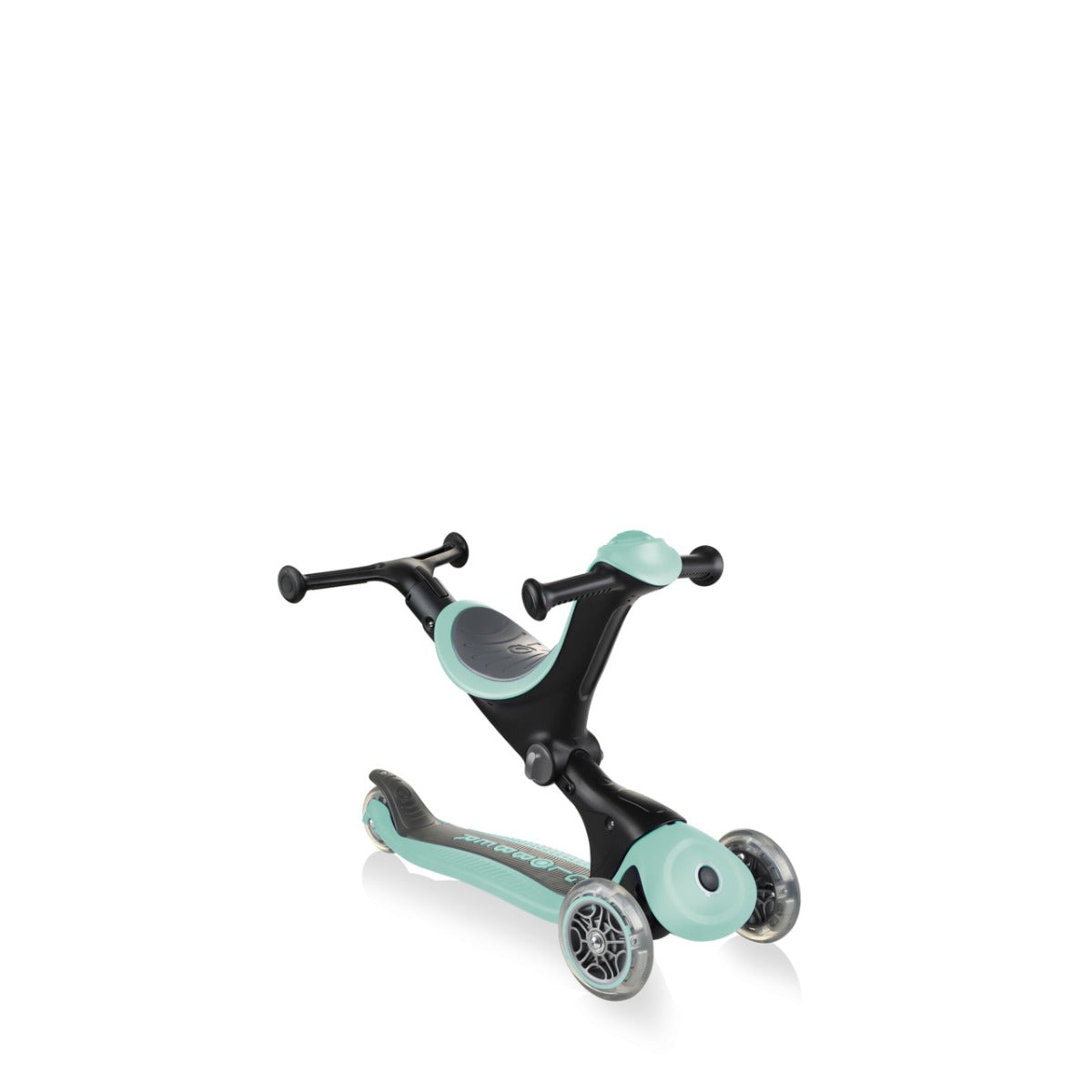 Globber GO UP Deluxe Convertible Scooter w Light up Wheels - Mint