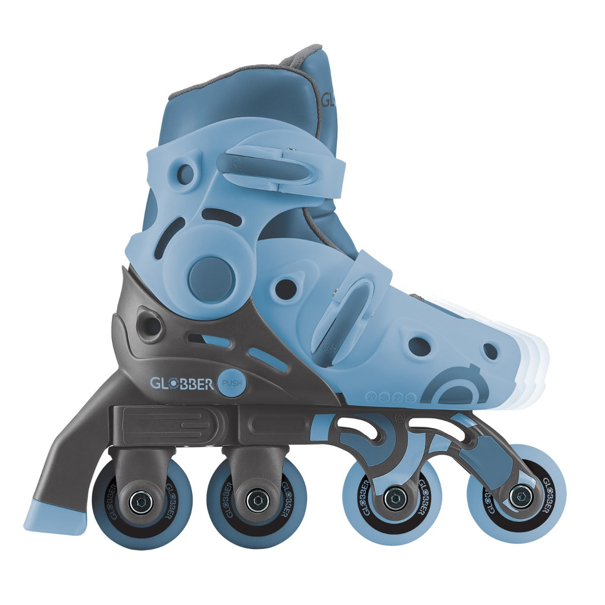 Globber 2 in 1 Learning Inline Roller Skates  for Toddlers: Size 29-32 - Ash Blue