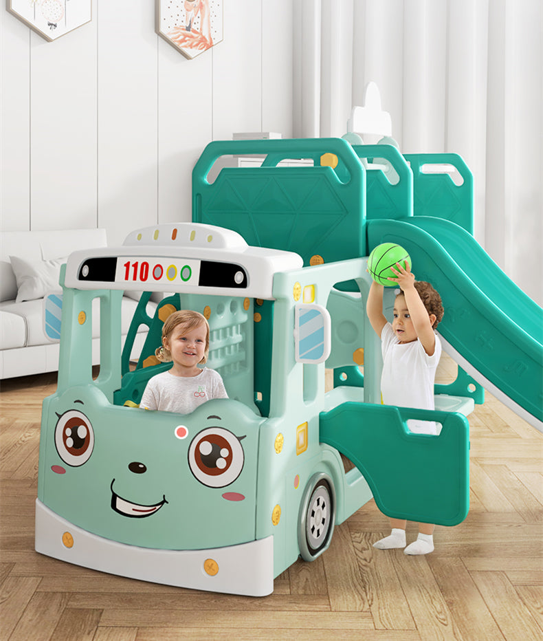 ALL 4 KIDS Lucas  Baby Slider and Swing Play Center with Bus - White