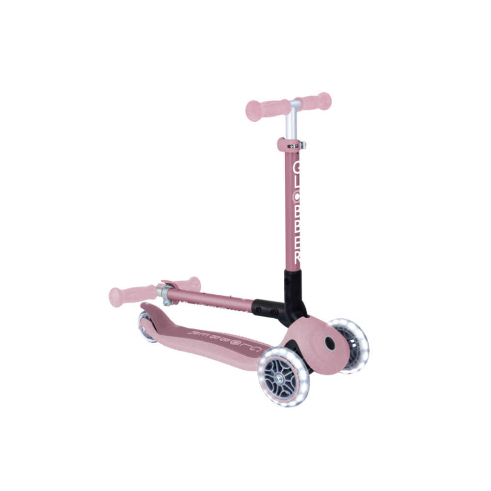 Globber ECOLOGIC JUNIOR Foldable Scooter with Lights - Berry