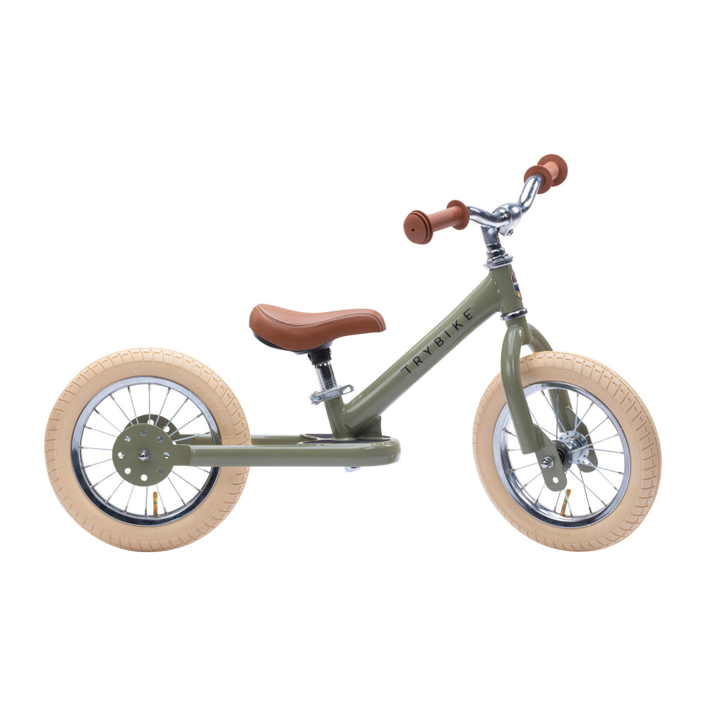 Trybike 2 in 1 Steel Balance Bike and Tricycle - Vintage Green