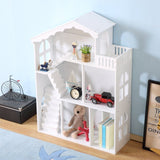 ALL 4 KIDS Ella White Dollhouse Bookcase Book Shelf Storage Unit