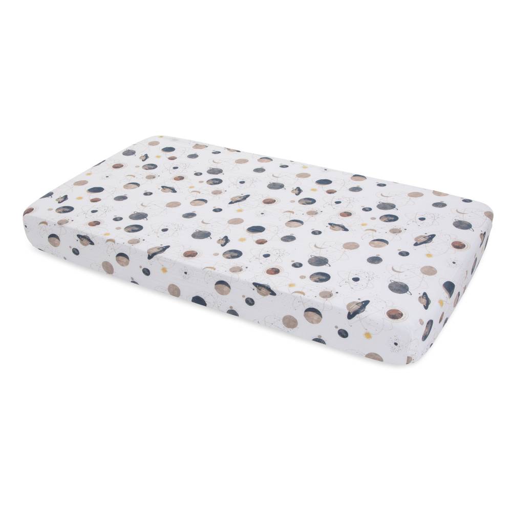 Little Unicorn Muslin Fitted Cot Sheet - Planetary