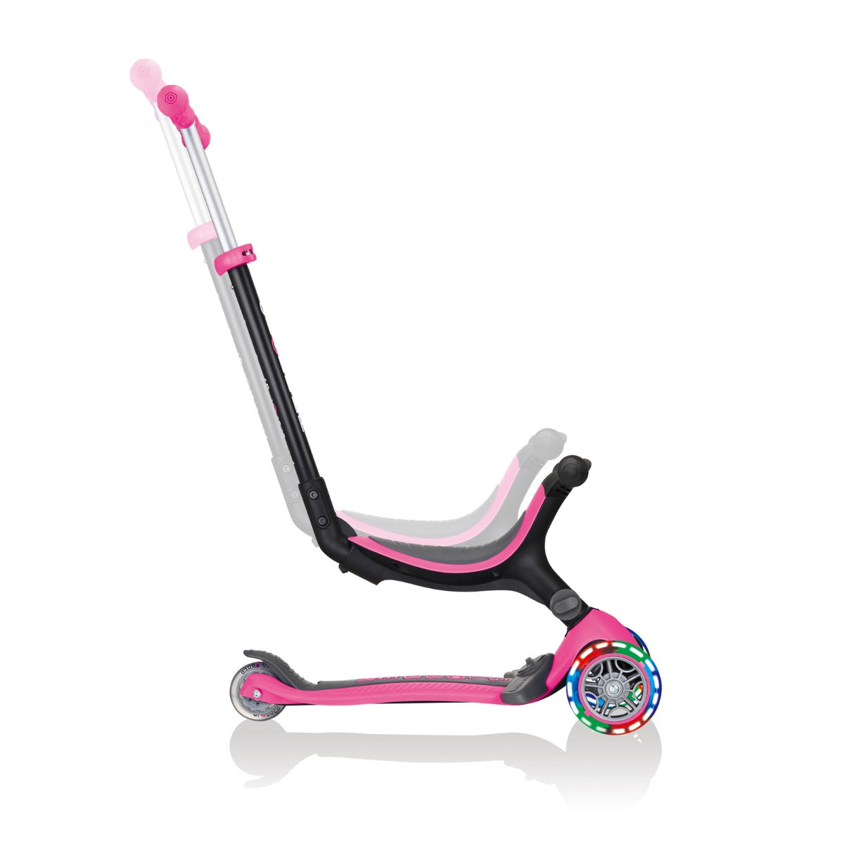 Globber Go Up Sporty Lights Convertible Scooter - Pink