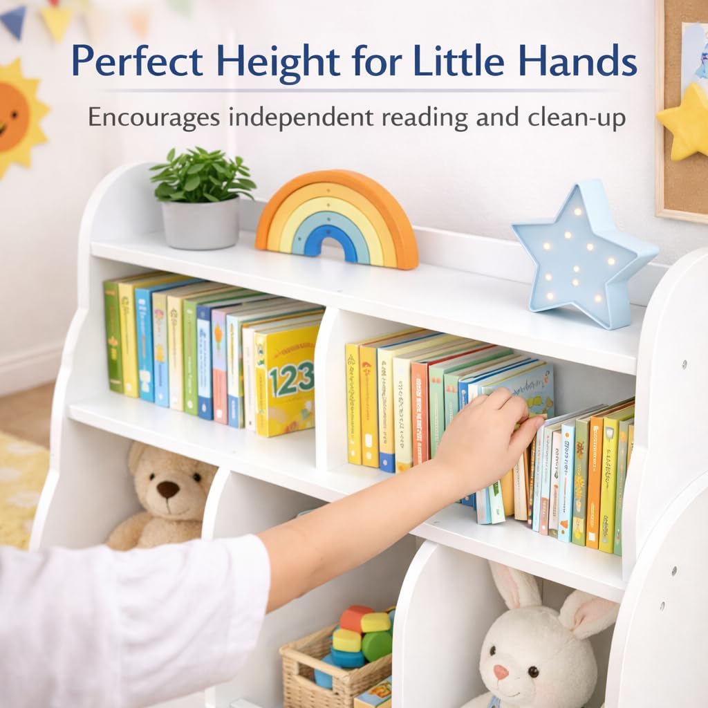 All 4 Kids Ellis Bookshelf with Toy Storage Cube