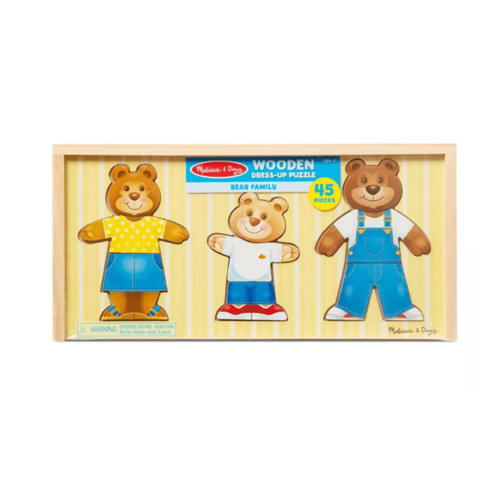 Melissa & Doug Wooden Bear Family Dress Up - 45pc