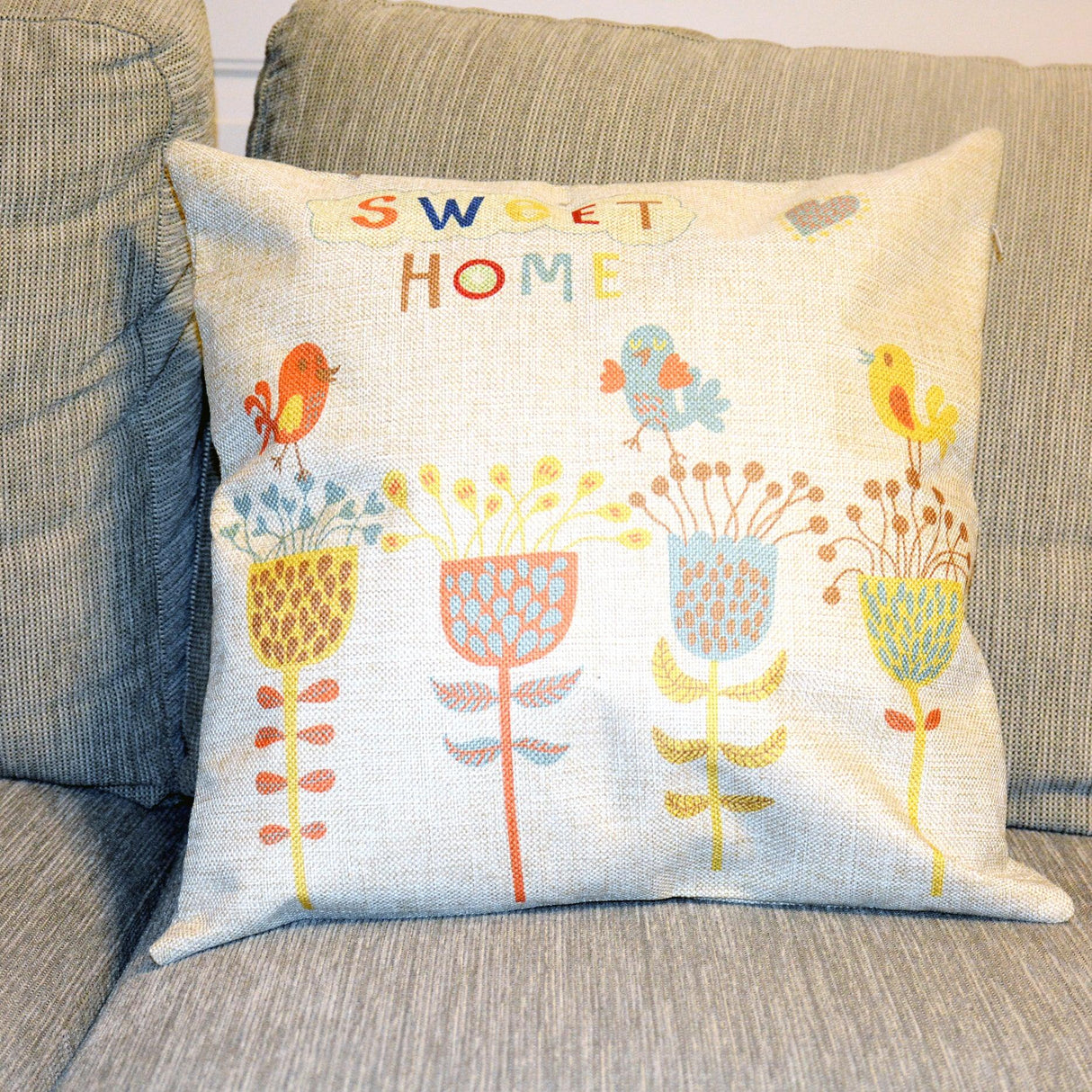 All 4 Kids 45cm Square Throw Pillow Cushion Cover - Spring Bird