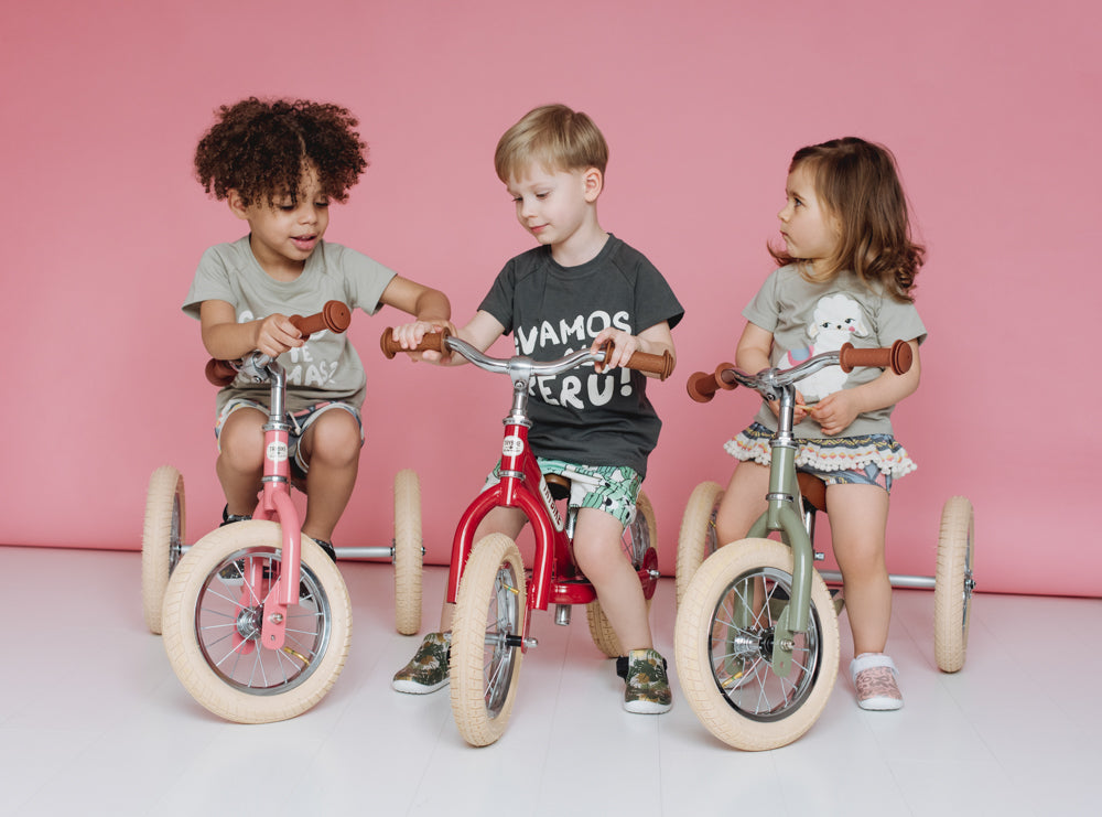 Trybike 2 in 1 Steel Balance Bike and Tricycle - Vintage Red