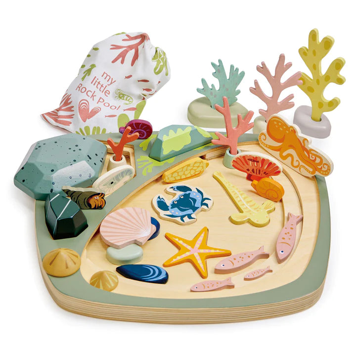 Tender Leaf Toys Pretend Wooden Ocean Rock Pool Play Set