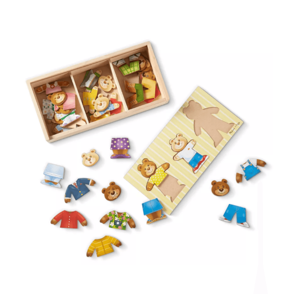 Melissa & Doug Wooden Bear Family Dress Up - 45pc