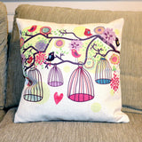 All 4 Kids 45cm Square Throw Pillow Cushion Cover - Spring Bird