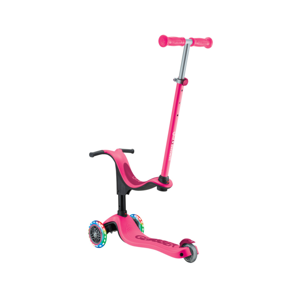 Globber Go Up Sporty Lights Convertible Scooter - Fuchsia/ Dark Pink