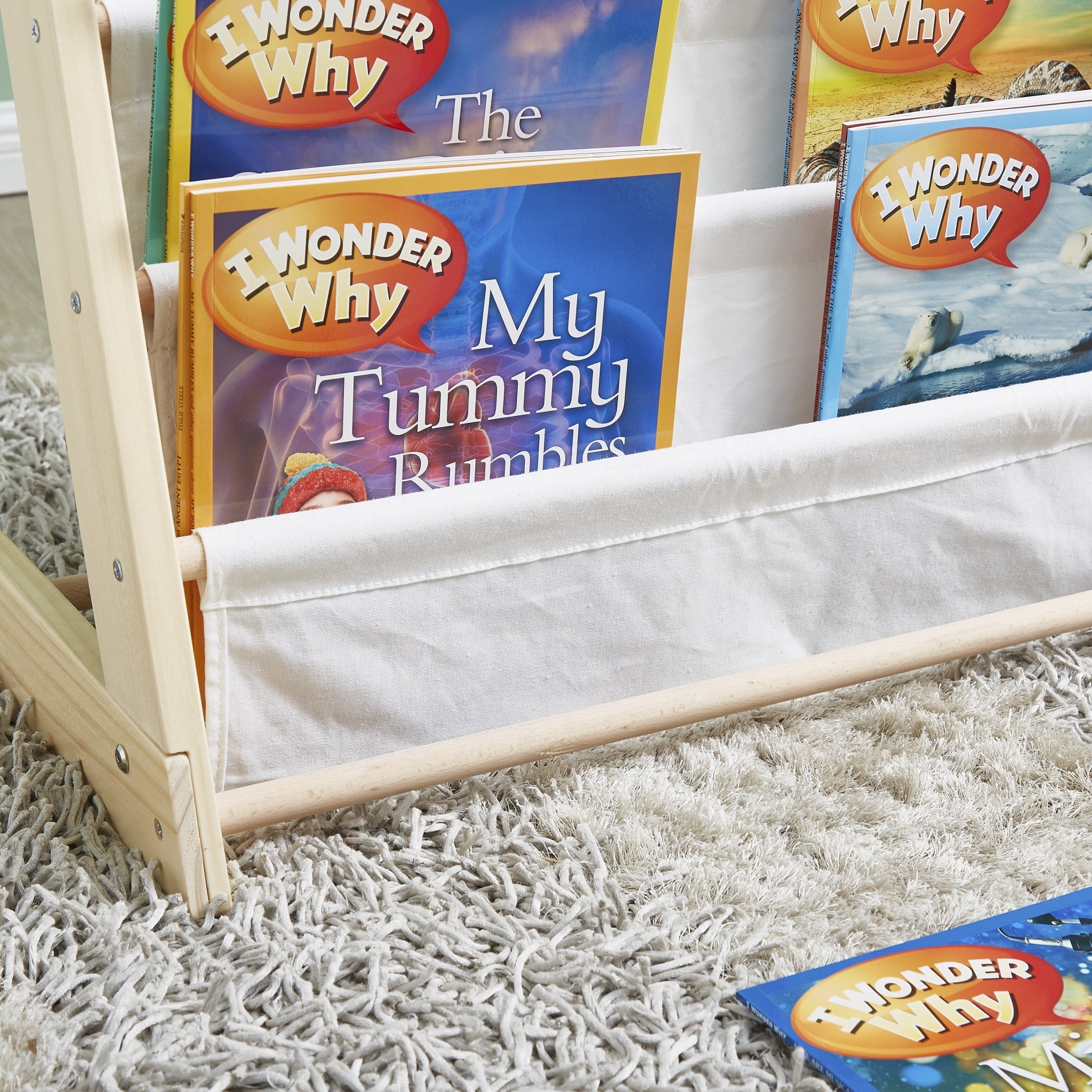 ALL 4 KIDS Henry Kids Wooden Canvas Sling Magazine Bookcase