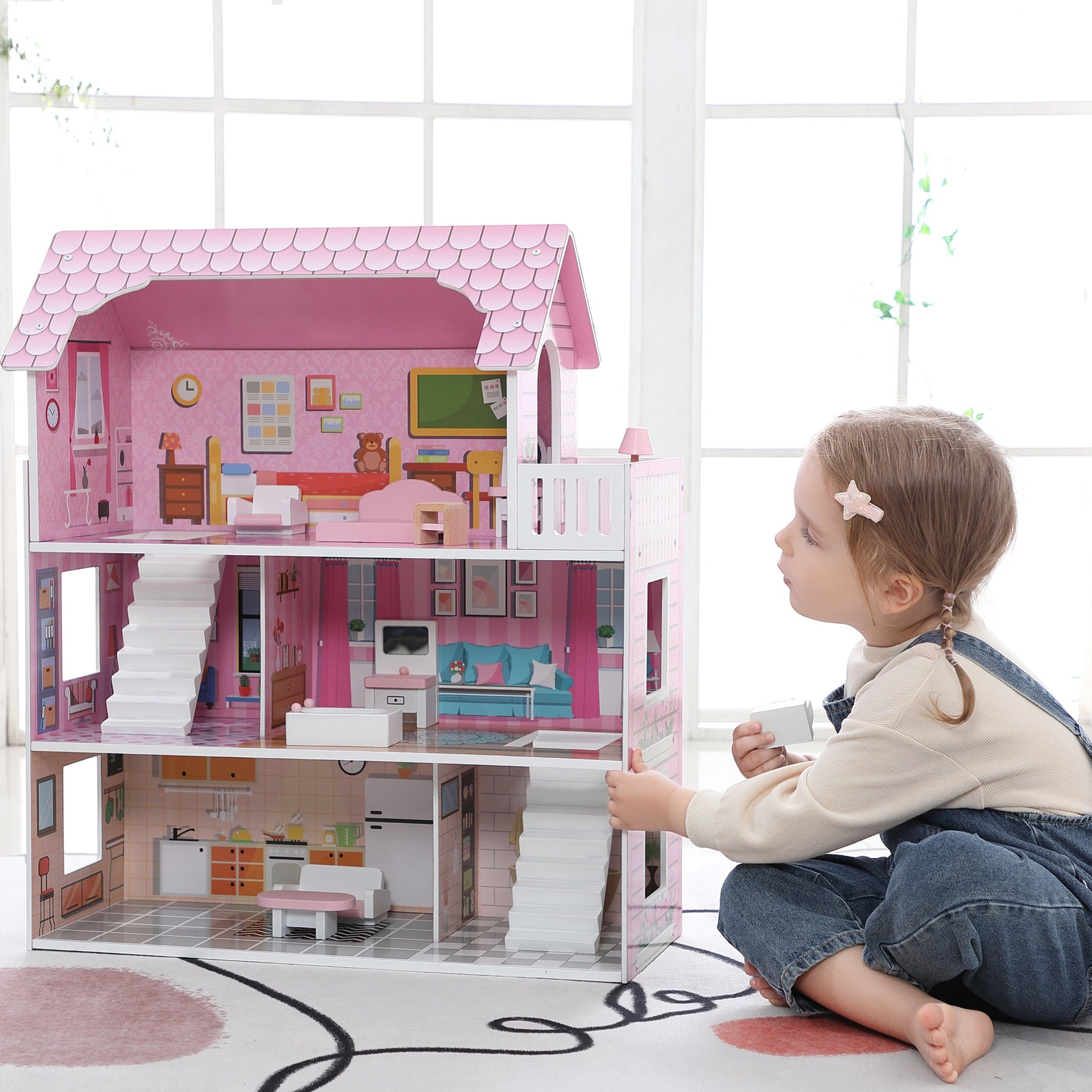 ALL 4 KIDS 3 Level Paisley Dollhouse with Furniture