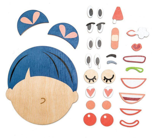 Tender Leaf Toys What's Up Bag Wooden Magnetic Expressions Face Set