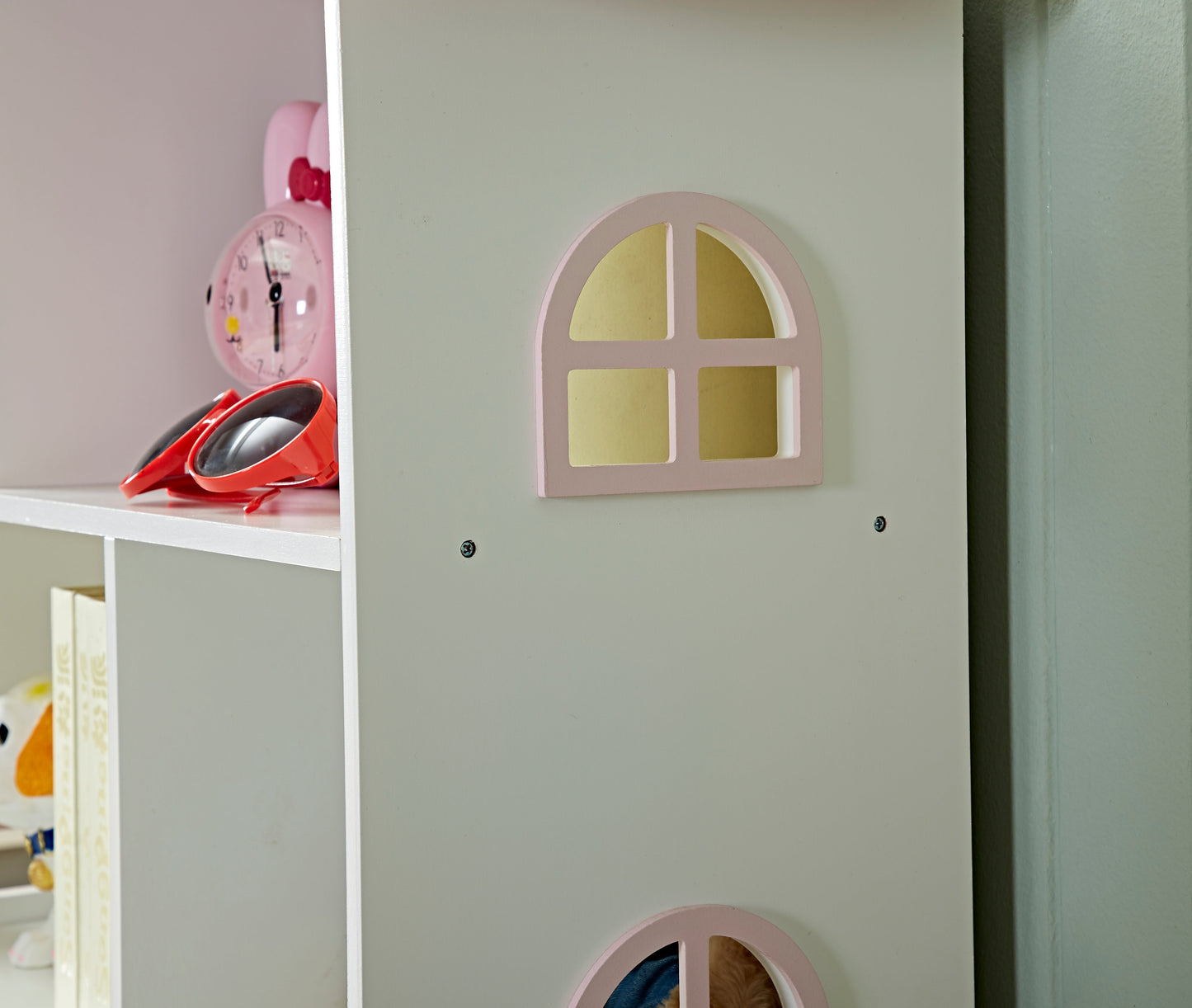 ALL 4 KIDS Veronica Girls‘s Pink Roof Dollhouse Bookcase