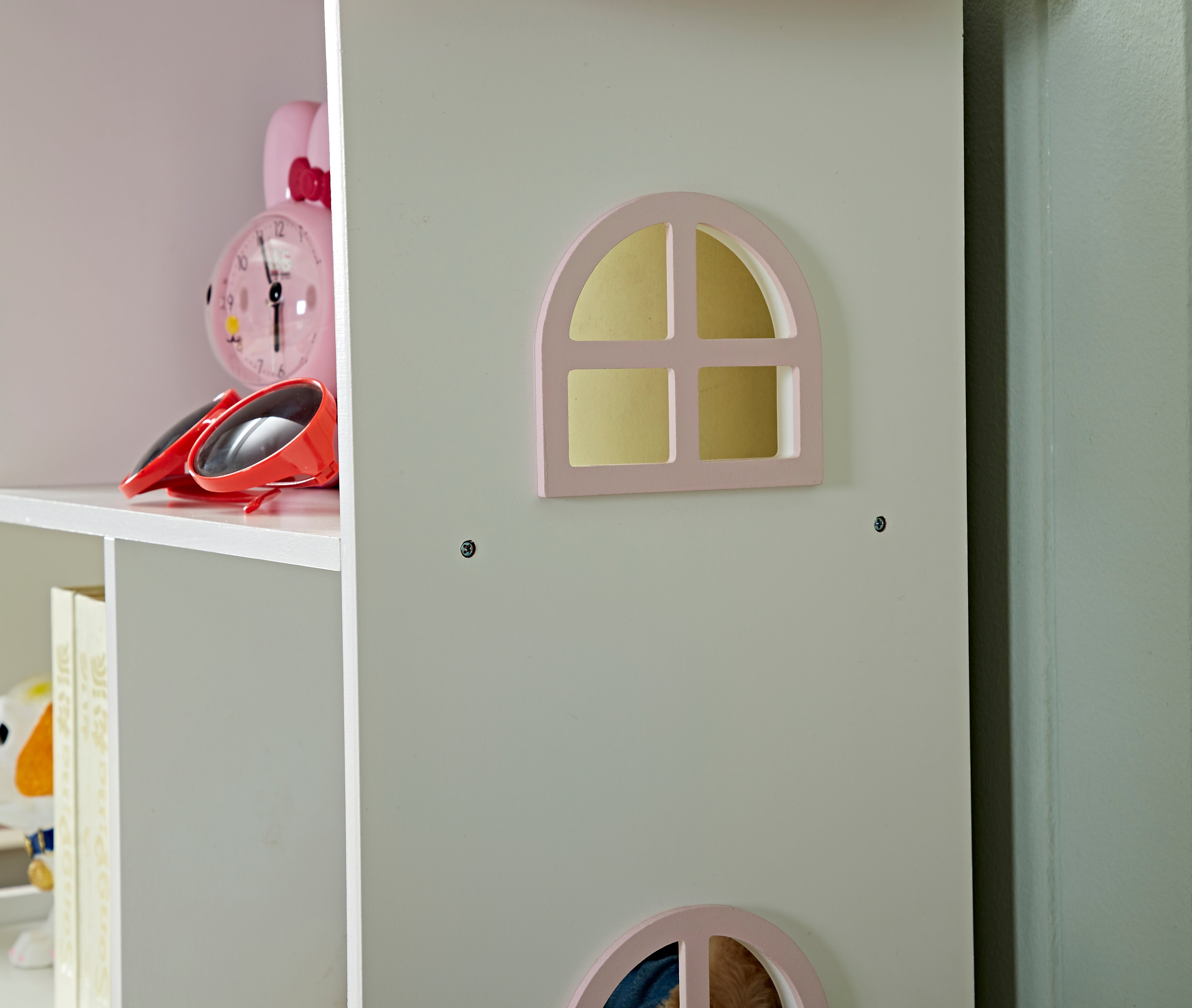 ALL 4 KIDS Veronica Girls‘s Pink Roof Dollhouse Bookcase