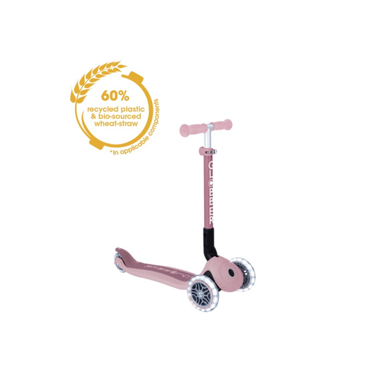 Globber ECOLOGIC JUNIOR Foldable Scooter with Lights - Berry