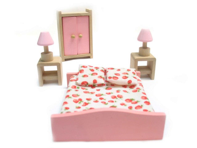 All 4 Kids Wooden Doll House Furniture Miniature Set