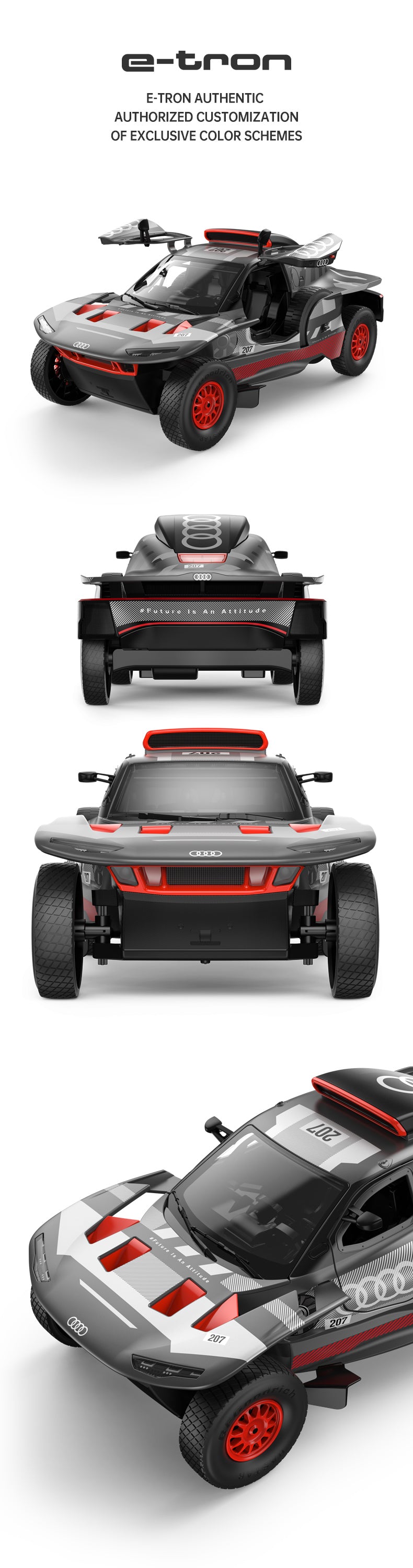 Rastar 1:14 Audi RS Q e-tron E2 Remote Control Car – Officially Licensed Dakar Rally Racer