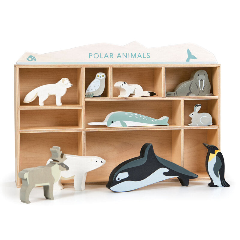 Tender Leaf Toys Wooden Polar Animals Display Shelf Set