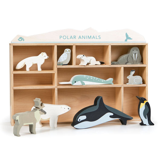 Tender Leaf Toys Wooden Polar Animals Display Shelf Set
