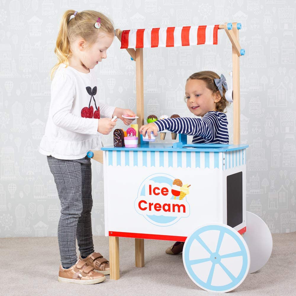 Bigjigs Toys Pretend Wooden Ice Cream Cart