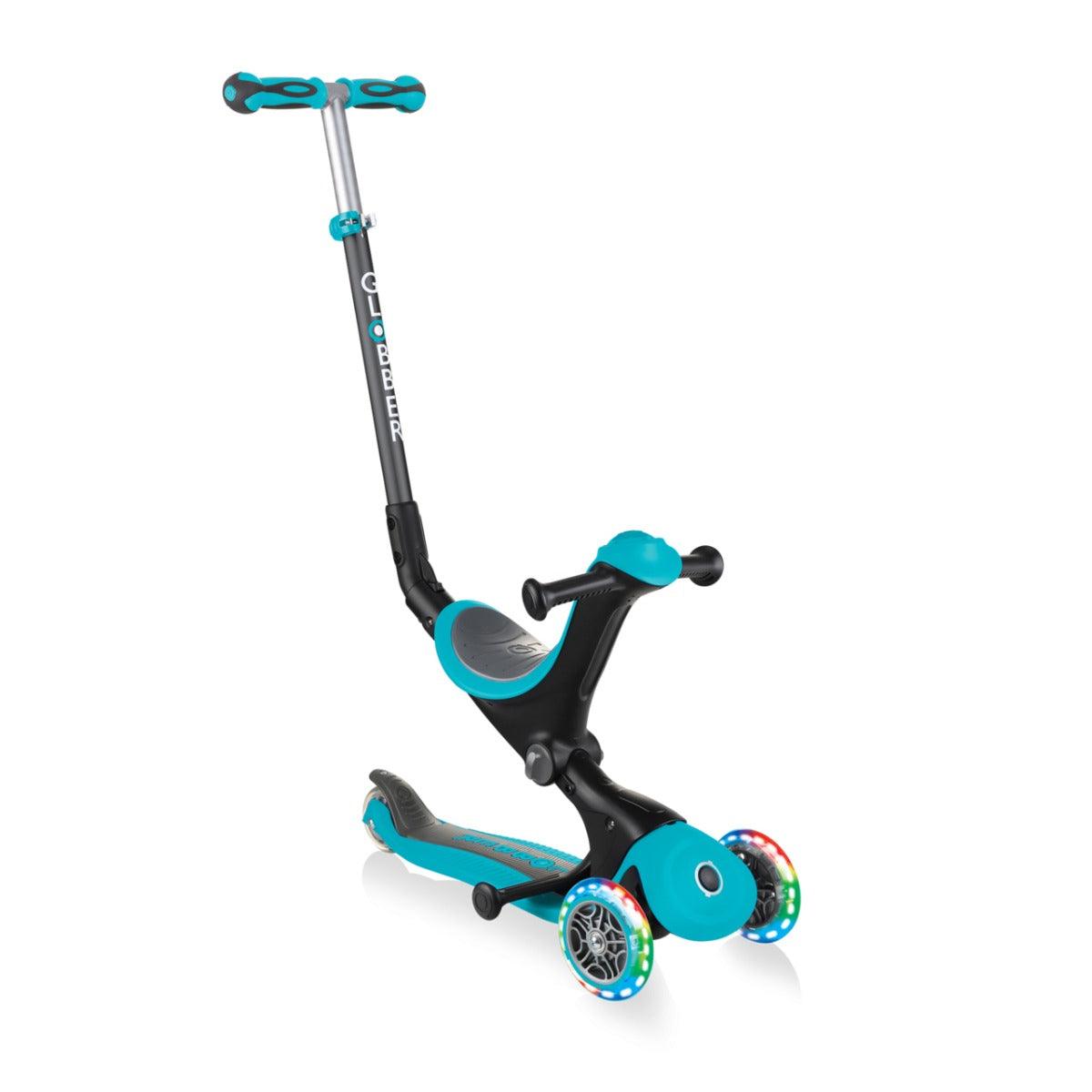Globber GO UP Deluxe Convertible Scooter w Light up Wheels - Teal