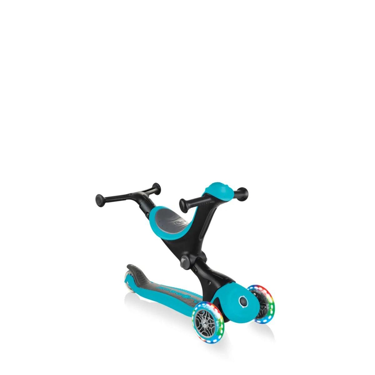 Globber GO UP Deluxe Convertible Scooter w Light up Wheels - Teal