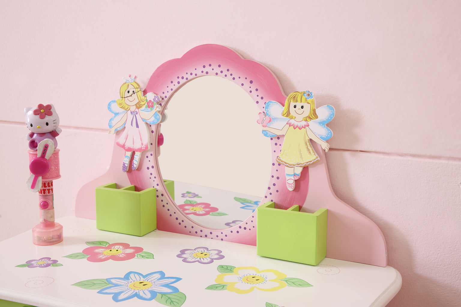 All 4 Kids Layla Girls Flower Vanity Set with Stool