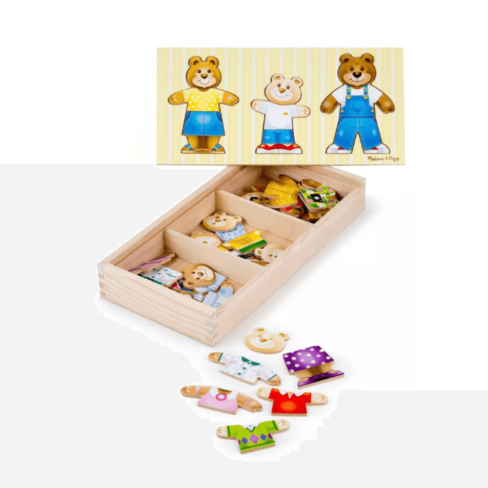 Melissa & Doug Wooden Bear Family Dress Up - 45pc