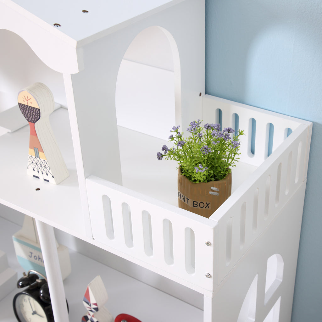 ALL 4 KIDS Ella White Dollhouse Bookcase Book Shelf Storage Unit