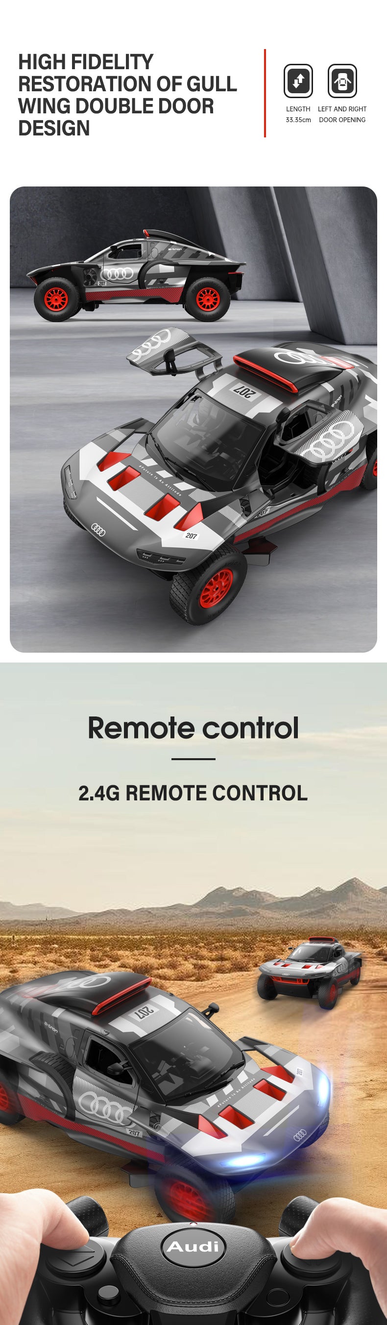 Rastar 1:14 Audi RS Q e-tron E2 Remote Control Car – Officially Licensed Dakar Rally Racer