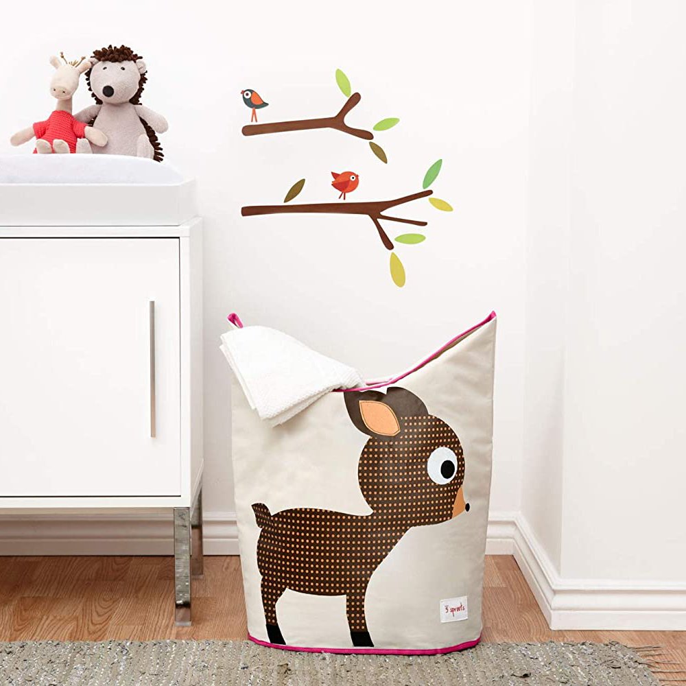 3 Sprouts Laundry Hamper - Pink Deer