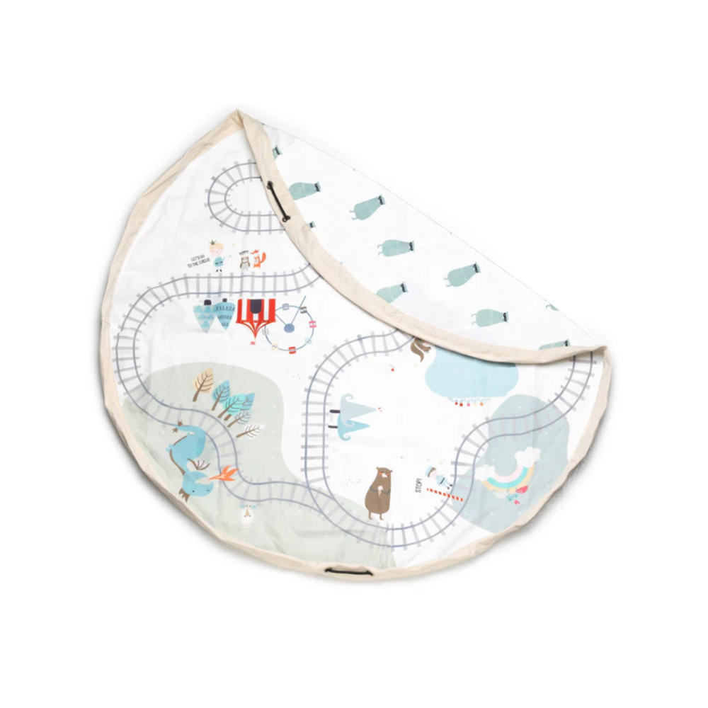 Play&Go Double Sided Toy Storage Bag - Trainmap and Happy Bears
