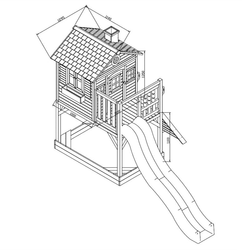 ALL 4 KIDS Aiden Huge Cubby House with Slide and Sand Pitch