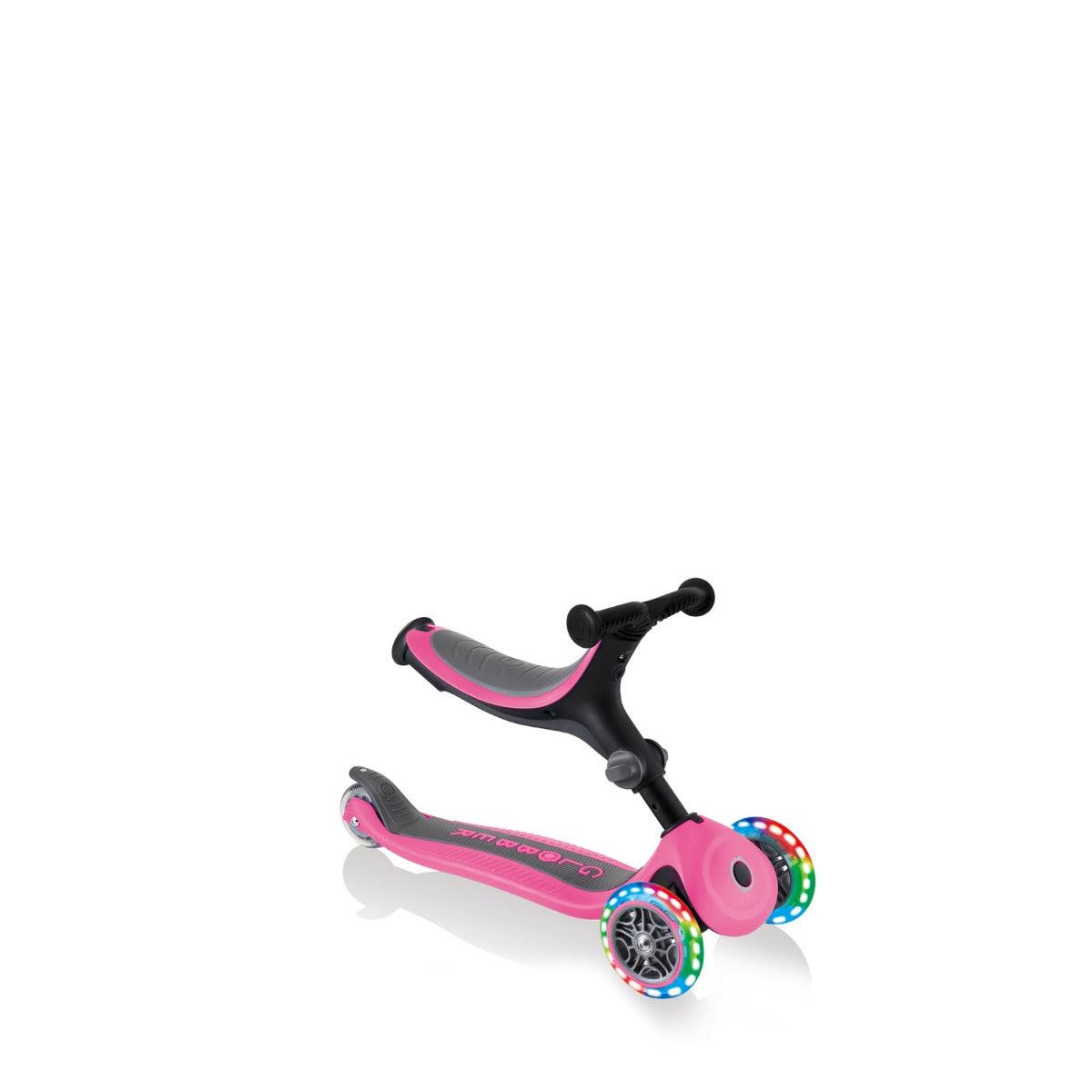 Globber GO UP Fold Plus Convertible Scooter, w Light up Wheels - Pink