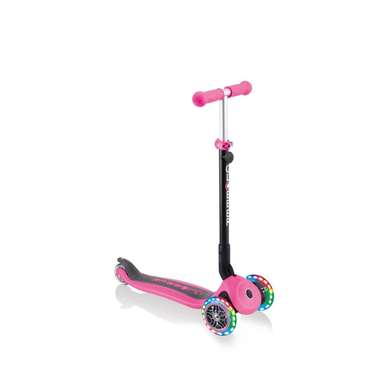 Globber GO UP Fold Plus Convertible Scooter, w Light up Wheels - Pink