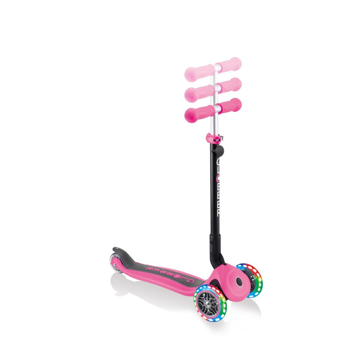 Globber GO UP Fold Plus Convertible Scooter, w Light up Wheels - Pink