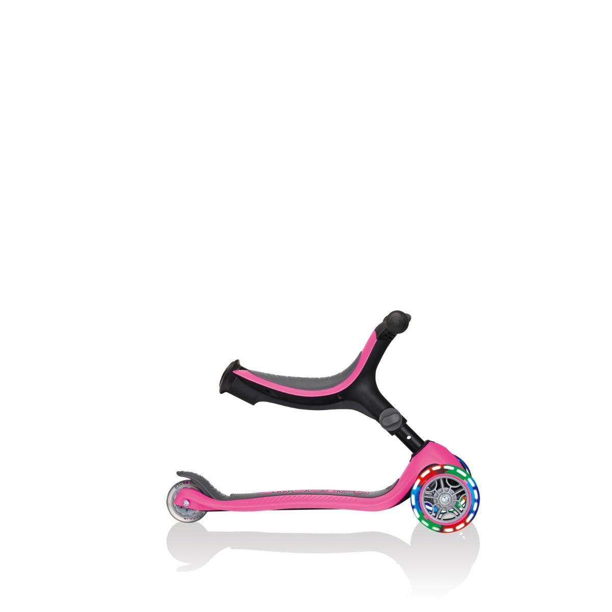 Globber GO UP Fold Plus Convertible Scooter, w Light up Wheels - Pink