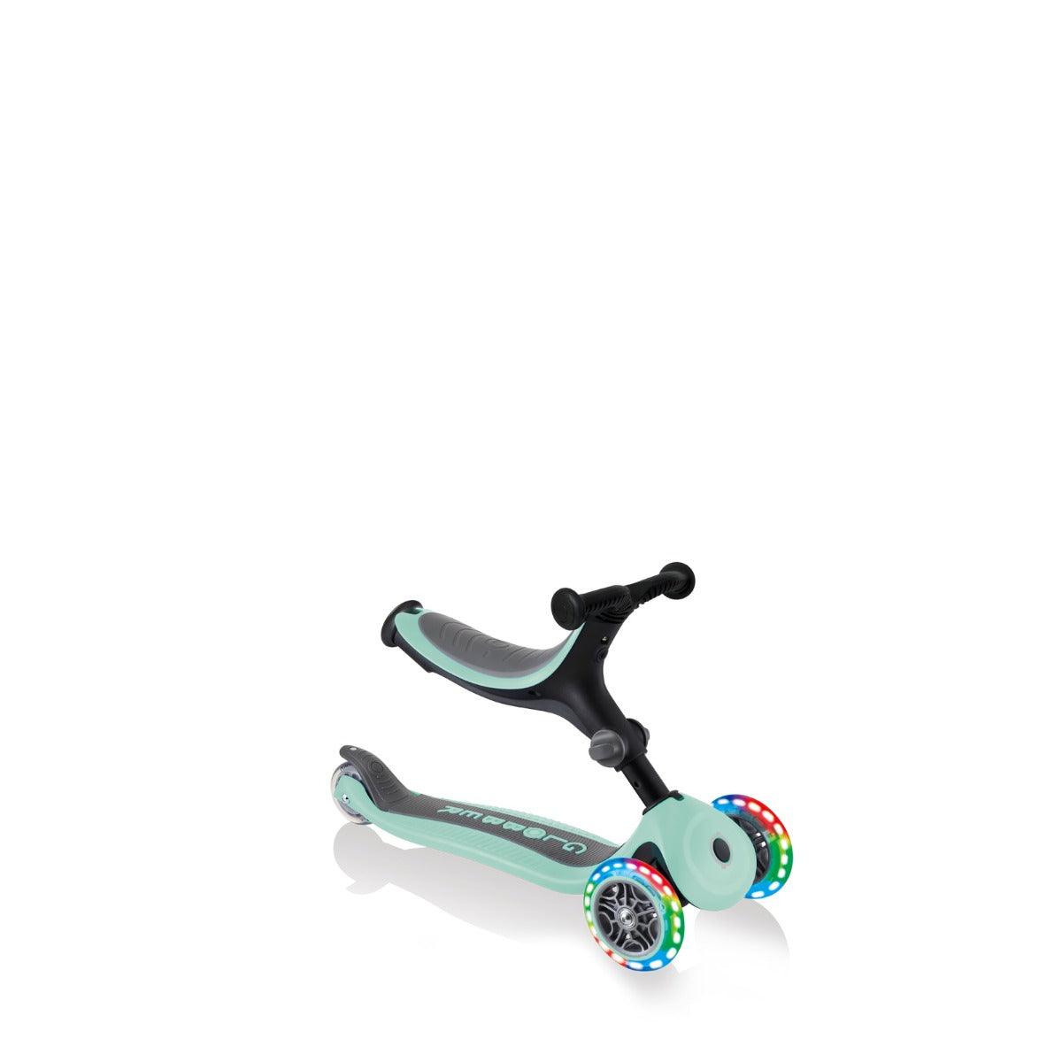 Globber GO UP Fold Plus Convertible Scooter, w light up Wheels - Mint