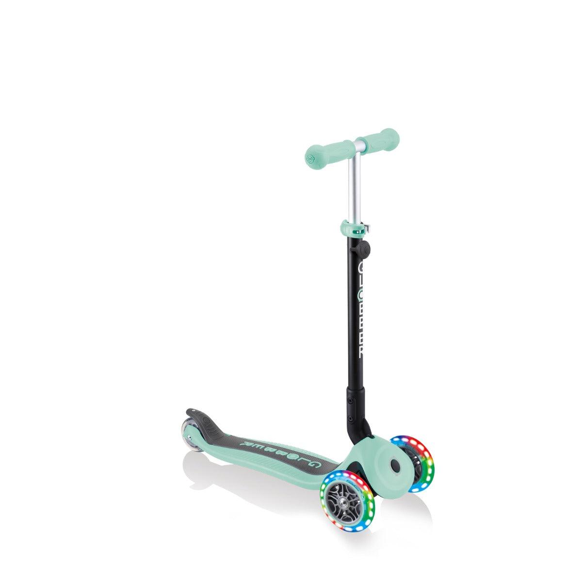 Globber GO UP Fold Plus Convertible Scooter, w light up Wheels - Mint